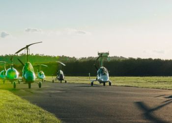 AutoGyro models on their way to sunset flight at AutoGyro Fly-In 2023